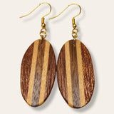 oval inlay wood earrings