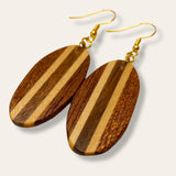 oval inlay wood earrings