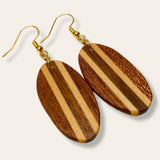 oval inlay wood earrings