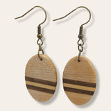 oval inlay wood earrings - small