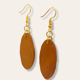 oval wood earrings-side view