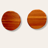 round one inch cedar wood earrings
