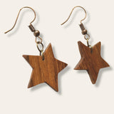 Star walnut earrings