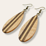 teardrop inlay wood earrings light long