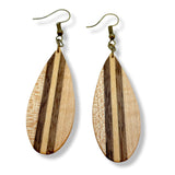 teardrop inlay wood earrings light long