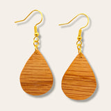 teardrop small red oak wood earrings
