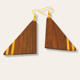 triangle inlay wood earrings