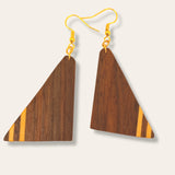 triangle inlay wood earrings
